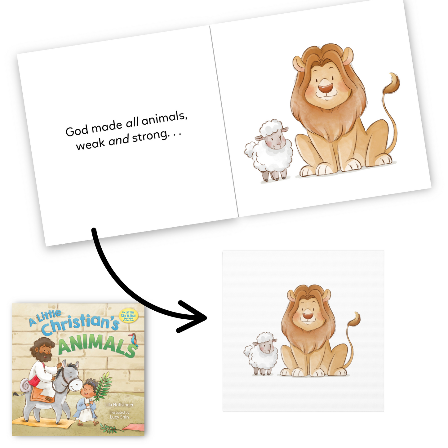 Lion and Lamb Canvas Print, Nursery Wall Art & Kid’s Room Decor