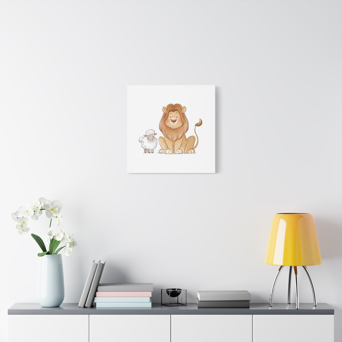 Lion and Lamb Canvas Print, Nursery Wall Art & Kid’s Room Decor